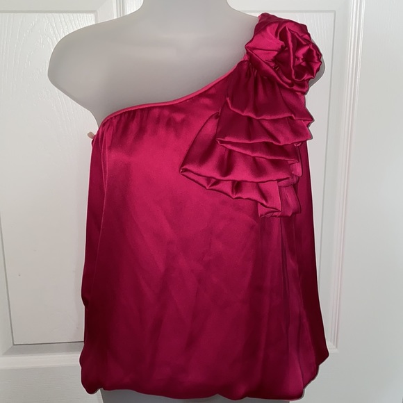 Jewel Tone Top Blouse ruffle one shoulder blouse - Picture 9 of 10